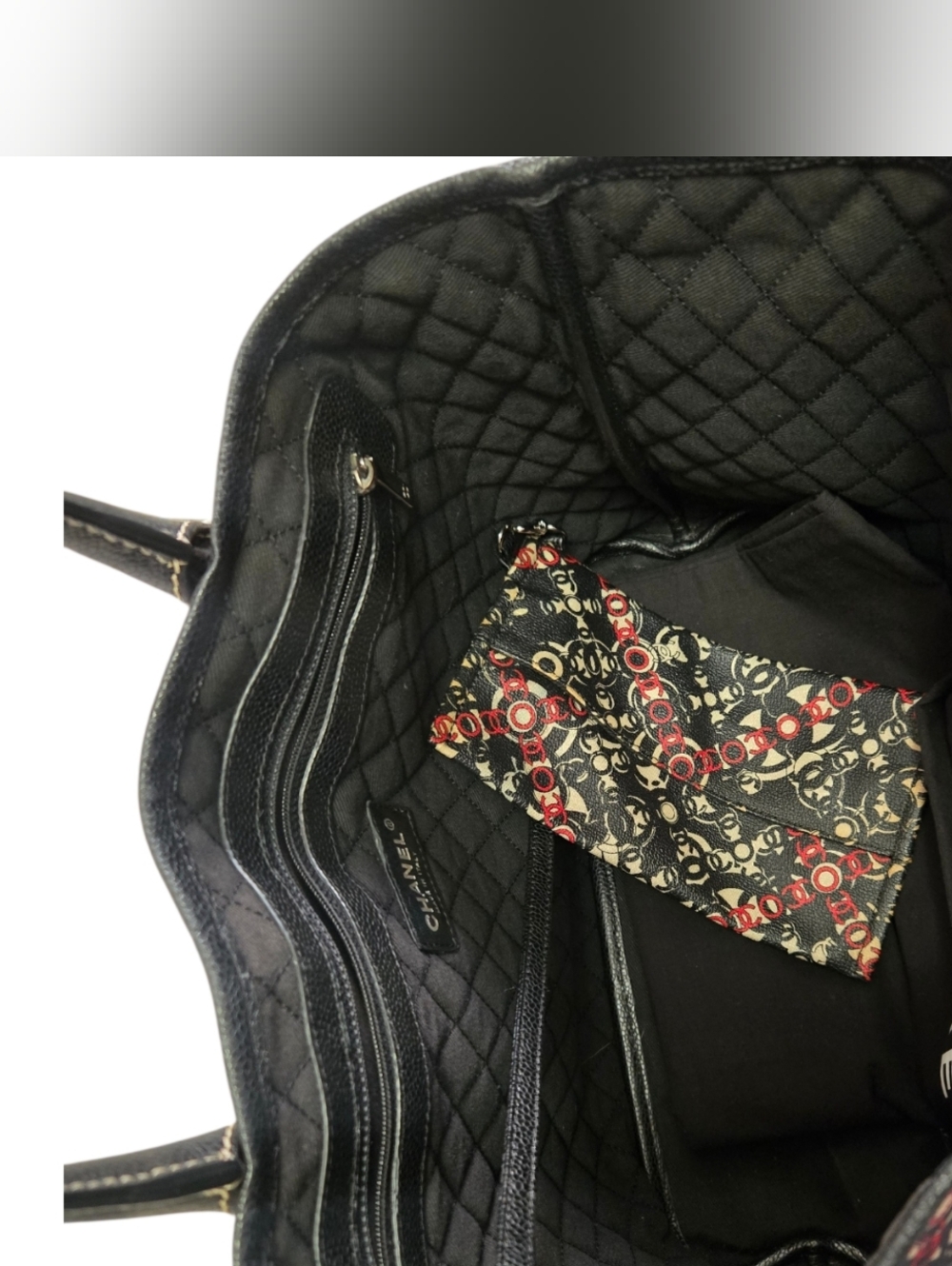 Chanel Coco Black Tote Bag with Red Patterned Accents - Picture 5 of 10